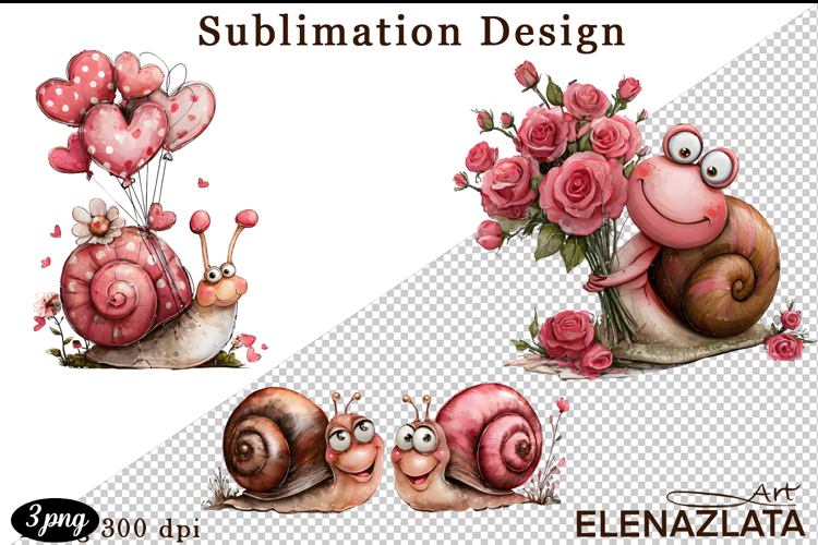 Clipart with Heartfelt Moments, Happy Snail hearts