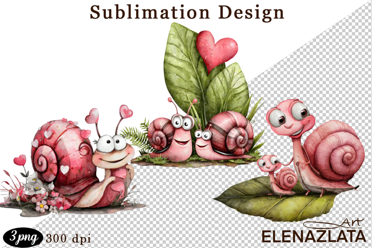 Clipart with Heartfelt Moments, Happy Snail hearts