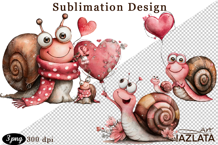 Clipart with Heartfelt Moments, Happy Snail hearts