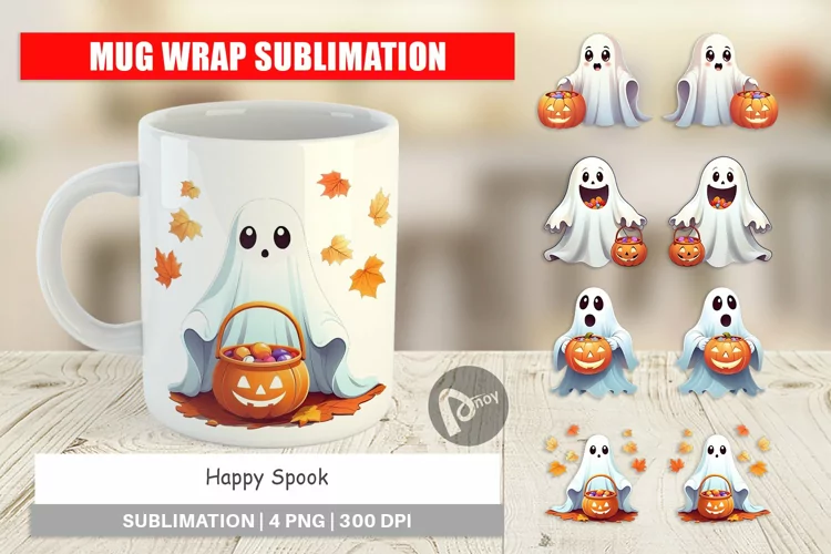 Mug Wrap Design Happy Spook Sticker