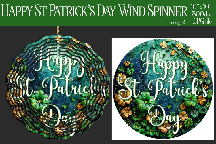 Happy St Patrick's Day Spinner, Sublimation Wind Spinner w2 example image 1