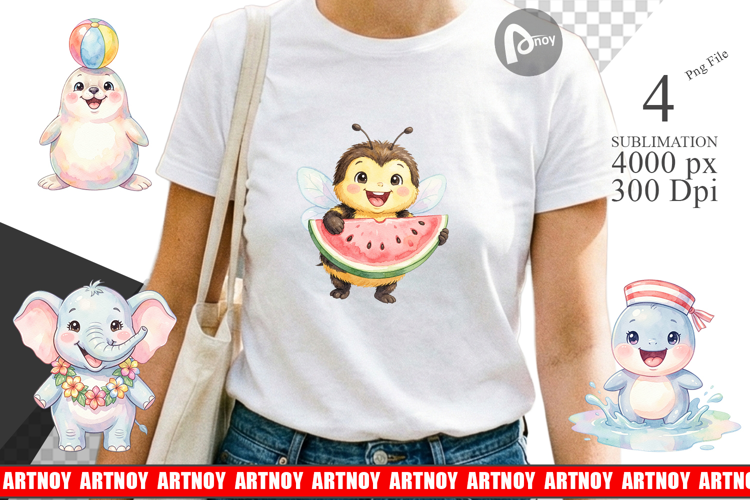 Happy Summer Animals Sublimation