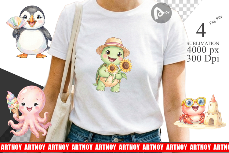 Happy Summer Animals Sublimation