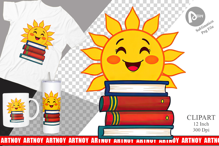 Sun with Books Clipart