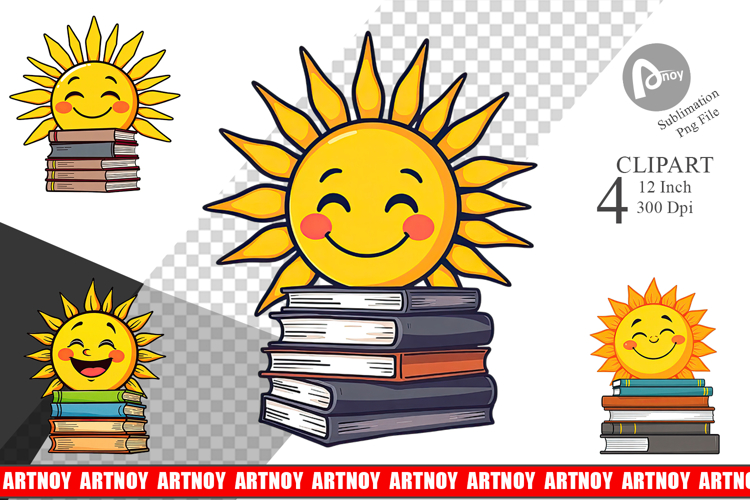 Sun with Books Clipart