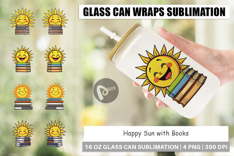 Glass Can Sun with Books