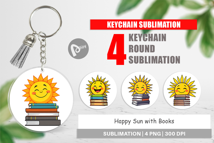 Keychain Sun with Books