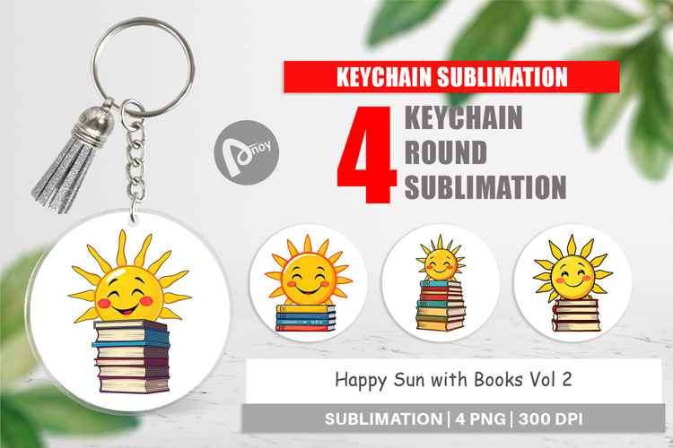 Keychain Sun with Books