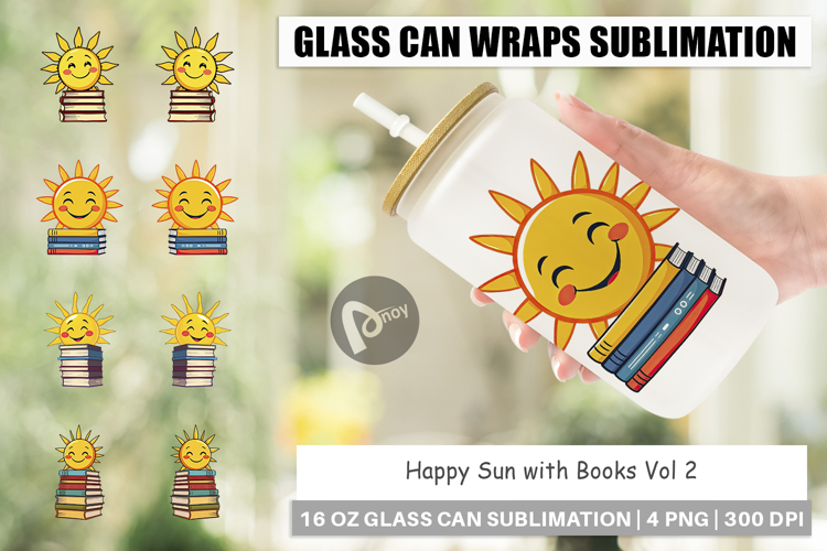 Glass Can Sun with Books