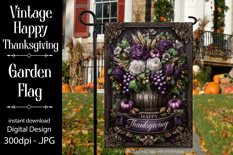 Happy Thanksgiving Garden Flag, Vintage Thanksgiving Flag 10