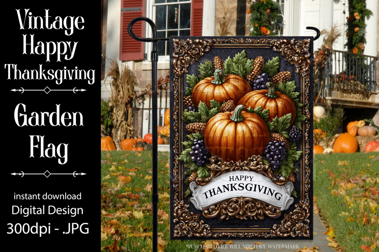 Happy Thanksgiving Garden Flag, Vintage Thanksgiving Flag 11