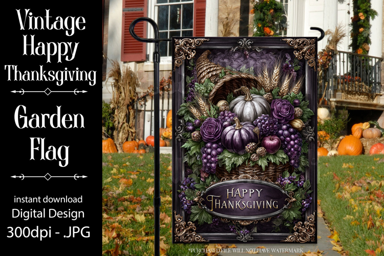 Happy Thanksgiving Garden Flag, Vintage Thanksgiving Flag 14