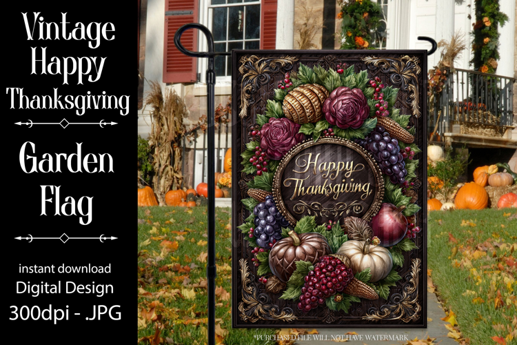 Happy Thanksgiving Garden Flag, Vintage Thanksgiving Flag 2