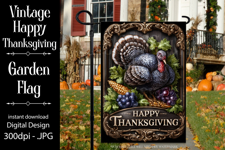 Happy Thanksgiving Garden Flag, Vintage Thanksgiving Flag 27