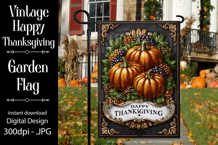 Happy Thanksgiving Garden Flag, Vintage Thanksgiving Flag 29
