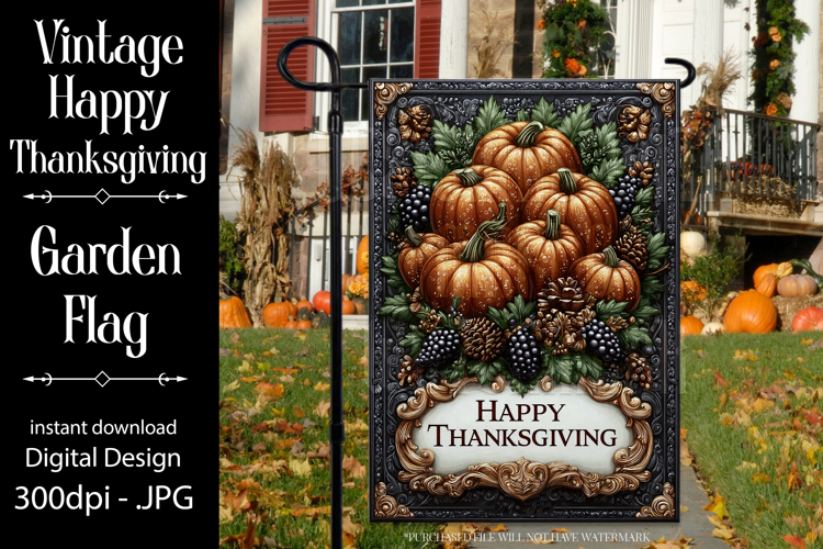 Happy Thanksgiving Garden Flag, Vintage Thanksgiving Flag 3