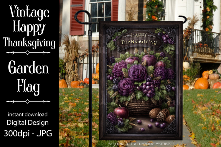 Happy Thanksgiving Garden Flag, Vintage Thanksgiving Flag 33