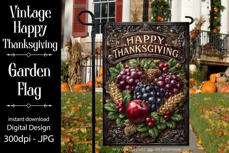 Happy Thanksgiving Garden Flag, Vintage Thanksgiving Flag 34