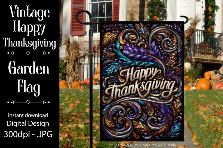 Happy Thanksgiving Garden Flag, Vintage Thanksgiving Flag 4