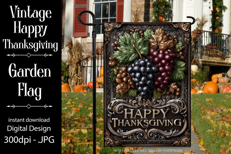 Happy Thanksgiving Garden Flag, Vintage Thanksgiving Flag 62