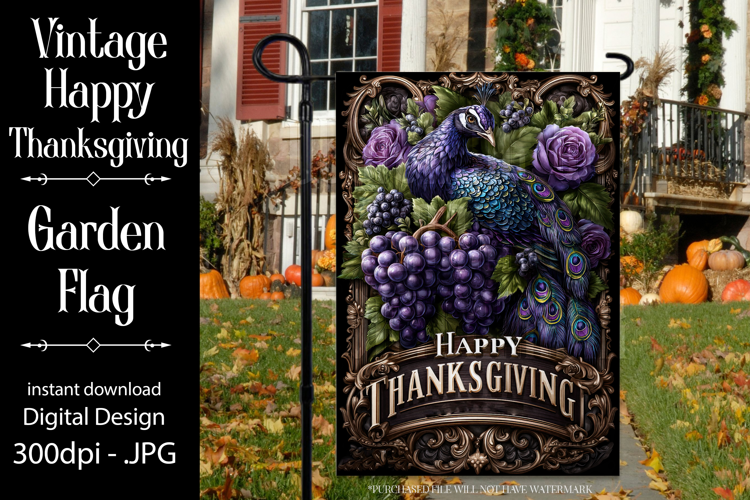 Happy Thanksgiving Garden Flag, Vintage Thanksgiving Flag 8