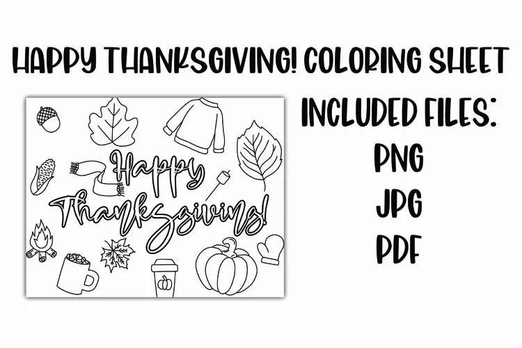 Happy Thanksgiving Coloring Sheet for Adults