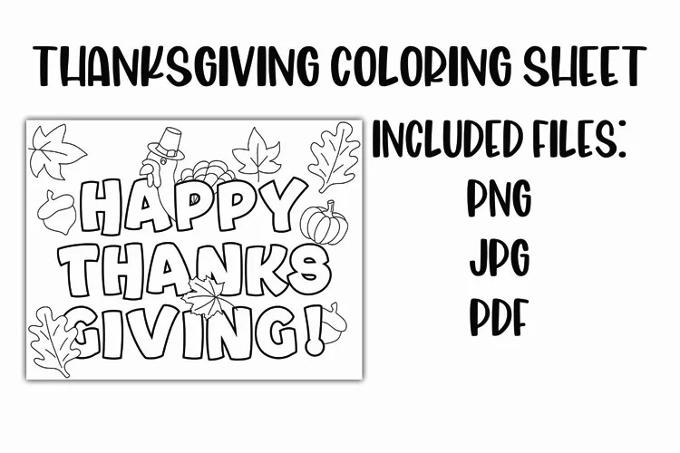 Happy Thanksgiving Turkey Coloring Sheet for Kids