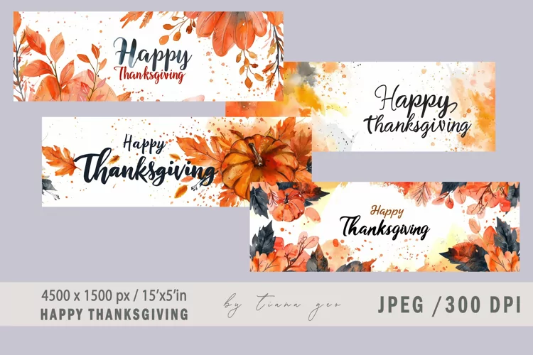 Watercolor Happy Thanksgiving inscription for banner- 4 jpeg