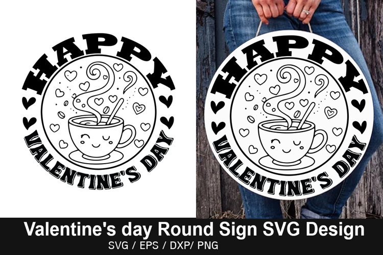 Happy Valentines Day - Valentines Day Round Sign Design