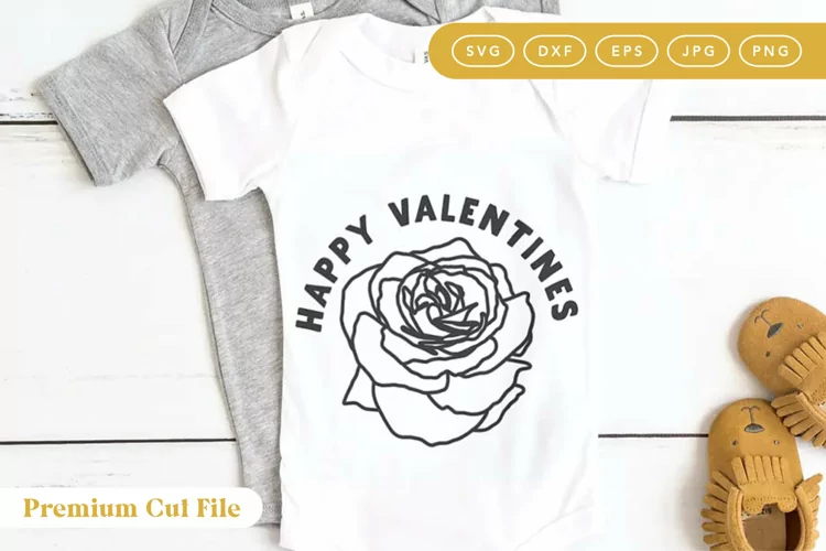 Happy Valentines Quote SVG | Rose Illustration SVG