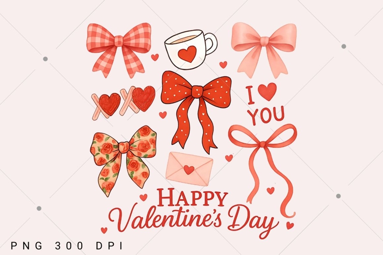 Happy Valentines Day PNG, Retro Plaid Valentine Coquette