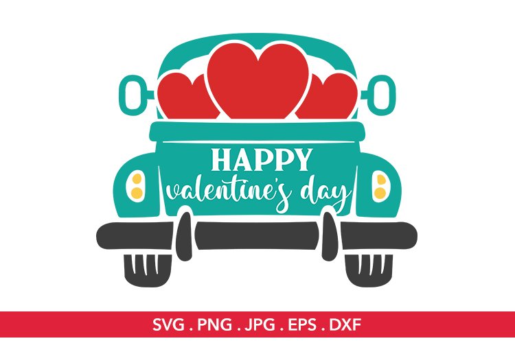 Happy Valentines day vintage old truck SVG l Love svg example image 1