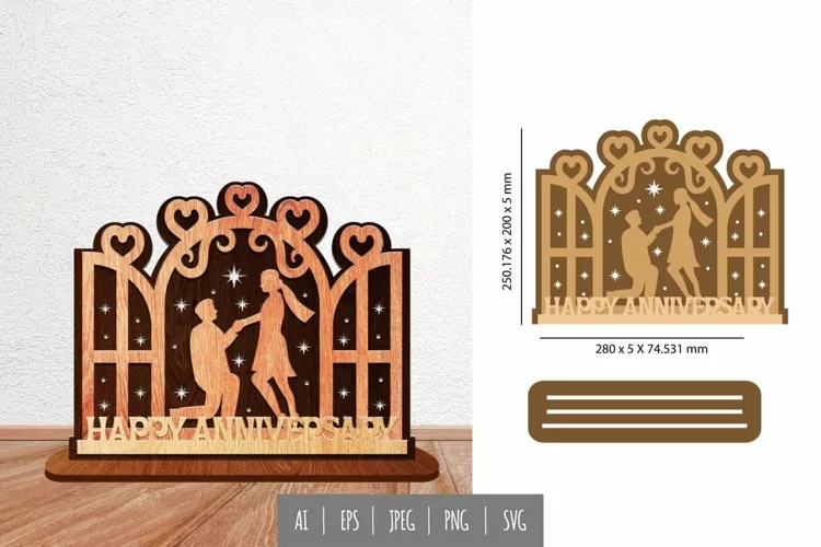 Happy Anniversary, Couple Dance 3D Lasercut with Stand Base