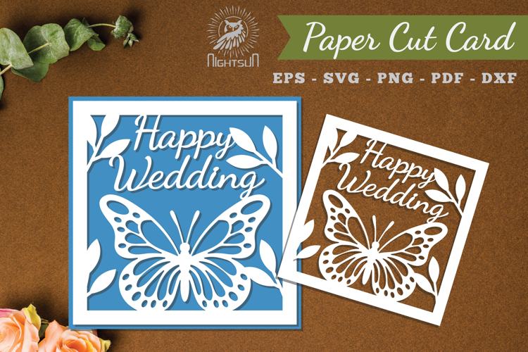 Happy Wedding Papercut Card SVG