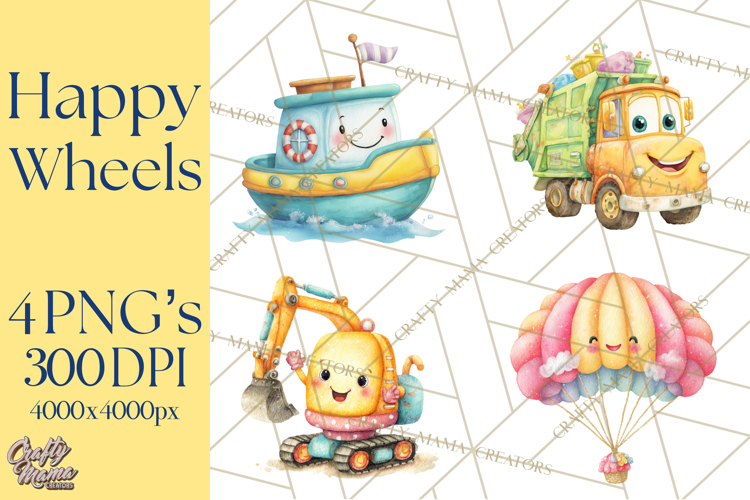 Transportation   Vehicles Clip Art PNG, Whimsical Style
