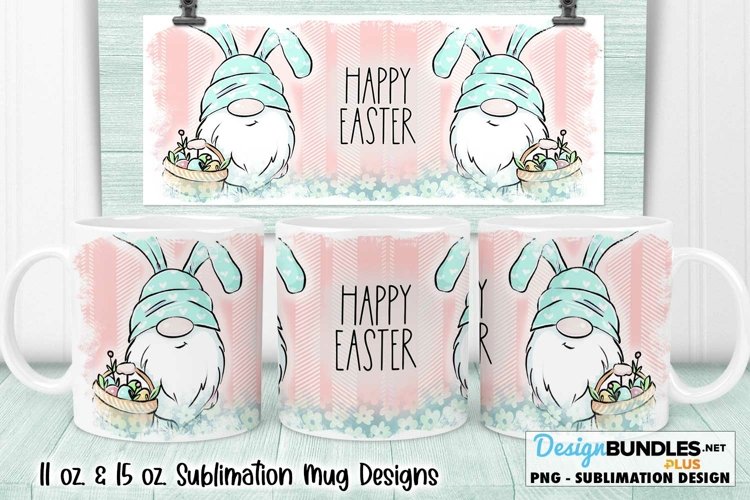 Happy Easter Gnome with Eggs Sublimation for 11 & 15 oz Mugs example image 1