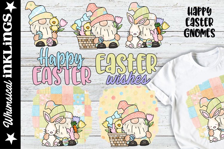 Happy Easter Gnomes-Easter Basket Sublimation Clipart example image 1