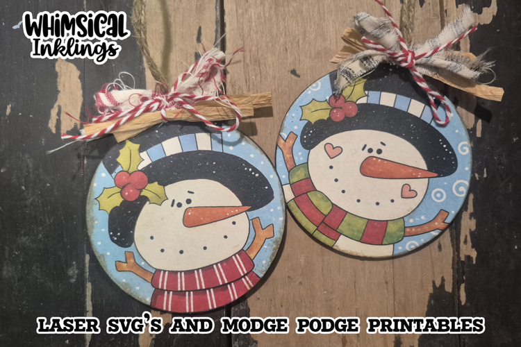 Happy Snowmen Mod Podge Ornaments SVG and Printables