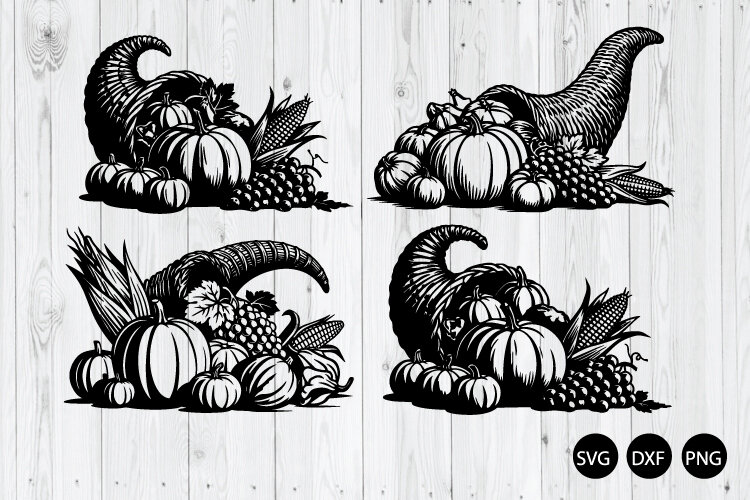Harvest Cornucopia SVG, Thanksgiving SVG, Happy Thanksgiving example image 1