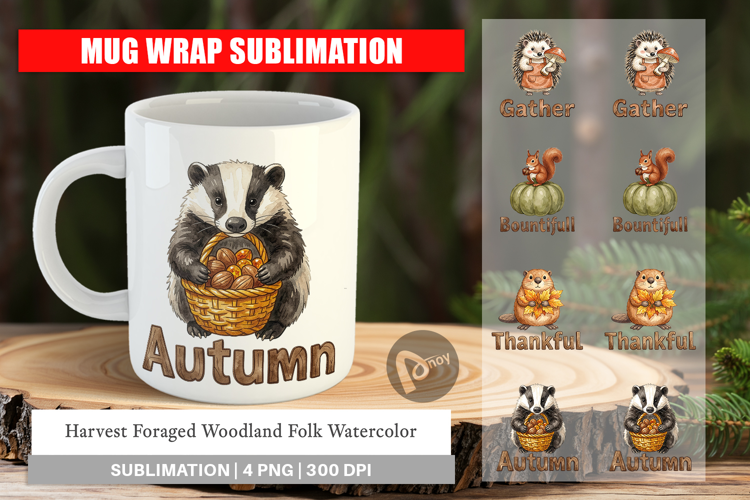 Harvest Foraged Woodland Folk Mug Wrap