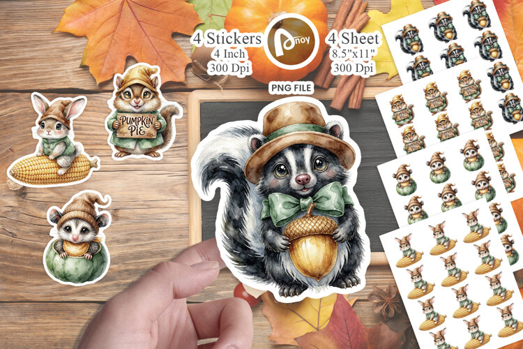 Harvest Gourd Animal Gnomes Sticker example image 1