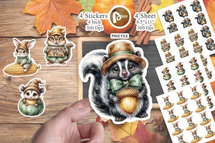 Harvest Gourd Animal Gnomes Sticker