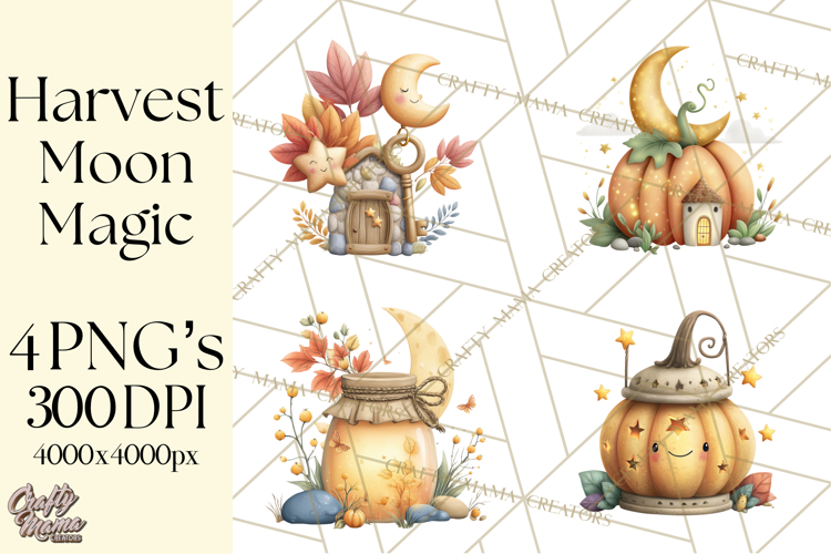 Fall Png, Moon Clipart PNG, Mystical Autumn Lantern Clip Art
