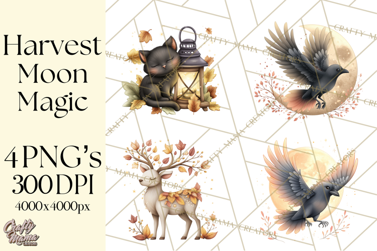 Fall Png, Moon Clipart PNG, Mystical Autumn Lantern Clip Art