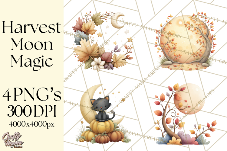 Fall Png, Moon Clipart PNG, Mystical Autumn Lantern Clip Art