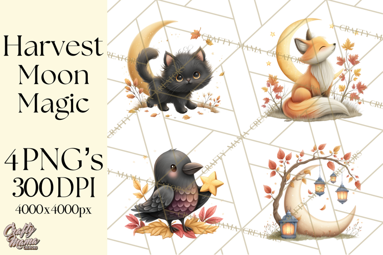 Fall Png, Moon Clipart PNG, Mystical Autumn Lantern Clip Art