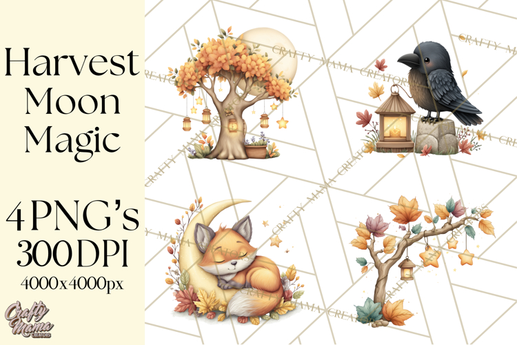 Fall Png, Moon Clipart PNG, Mystical Autumn Lantern Clip Art