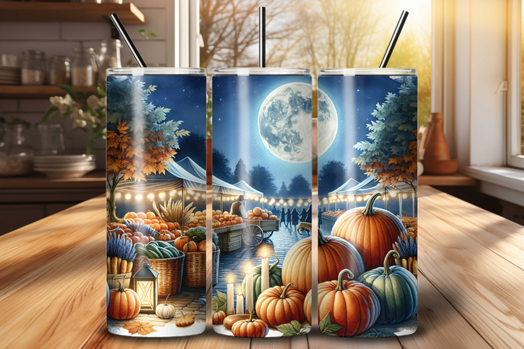 Harvest Pumpkin Autumn 20 oz Tumbler Wrap PNG Sublimation