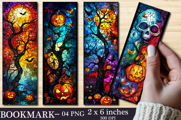 Halloween Stained Glass Colourful Bookmark