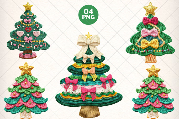 Coquette Crochet Yarn Christmas Tree Png, Christmas Tree Png